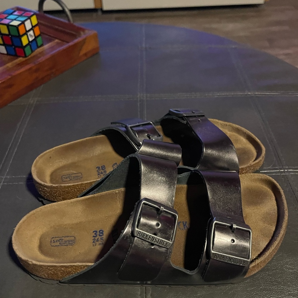 Birkenstock - Metallic Anthracite Leather Sandals